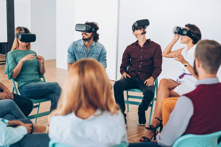 Group in VR headsets